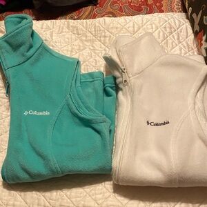 Columbia Teal and White Fleece Jackets set of 2